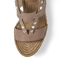 Espadrilles Danica compensées à perles 80 en daim - Cognac & White