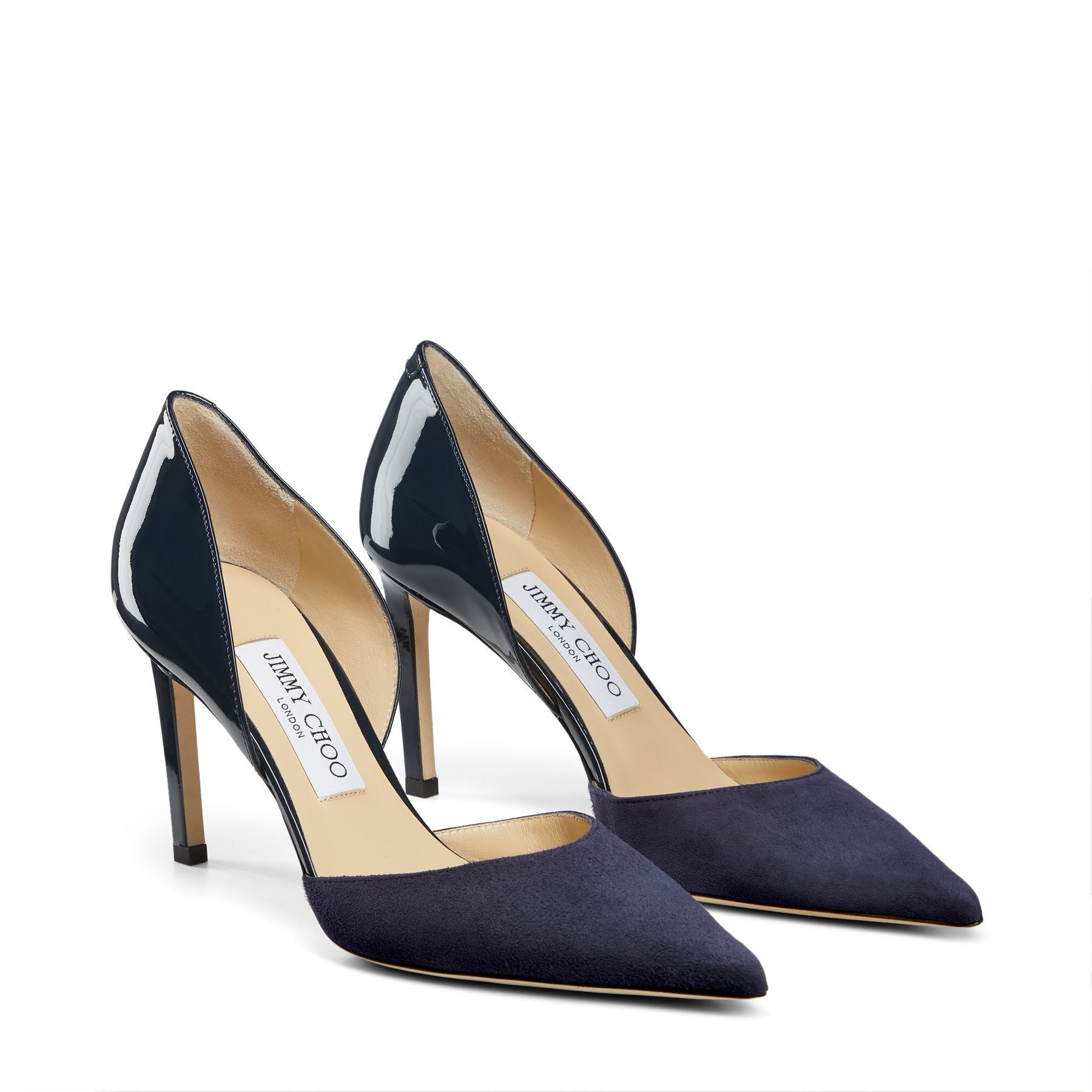 Escarpins Darylin 85 en daim et cuir verni - Navy
