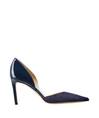 Escarpins Darylin 85 en daim et cuir verni - Navy
