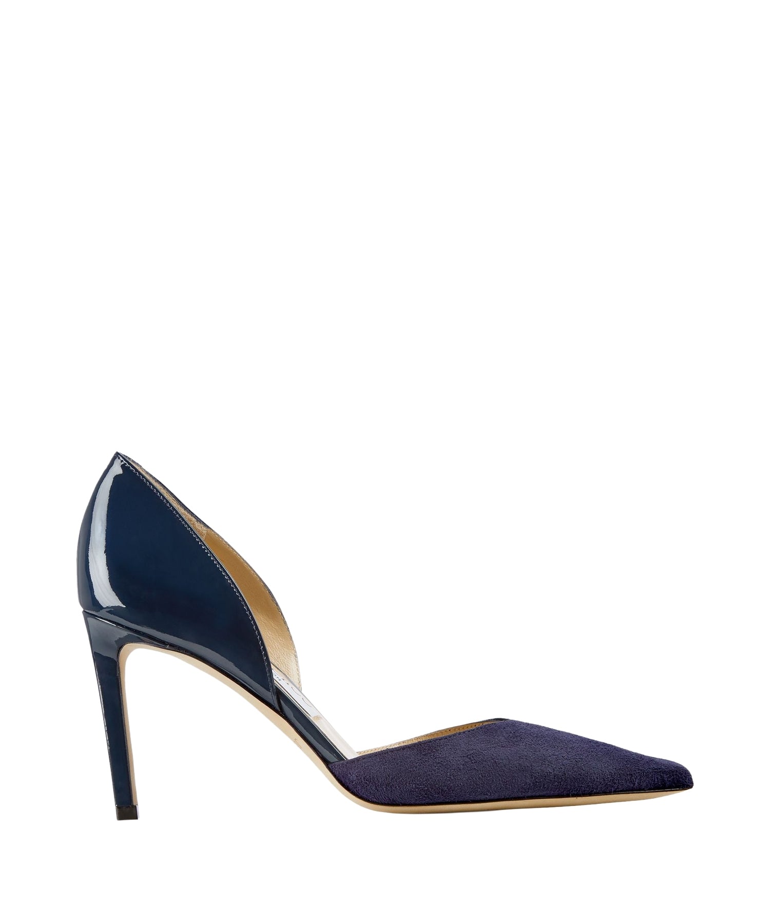 Escarpins Darylin 85 en daim et cuir verni - Navy