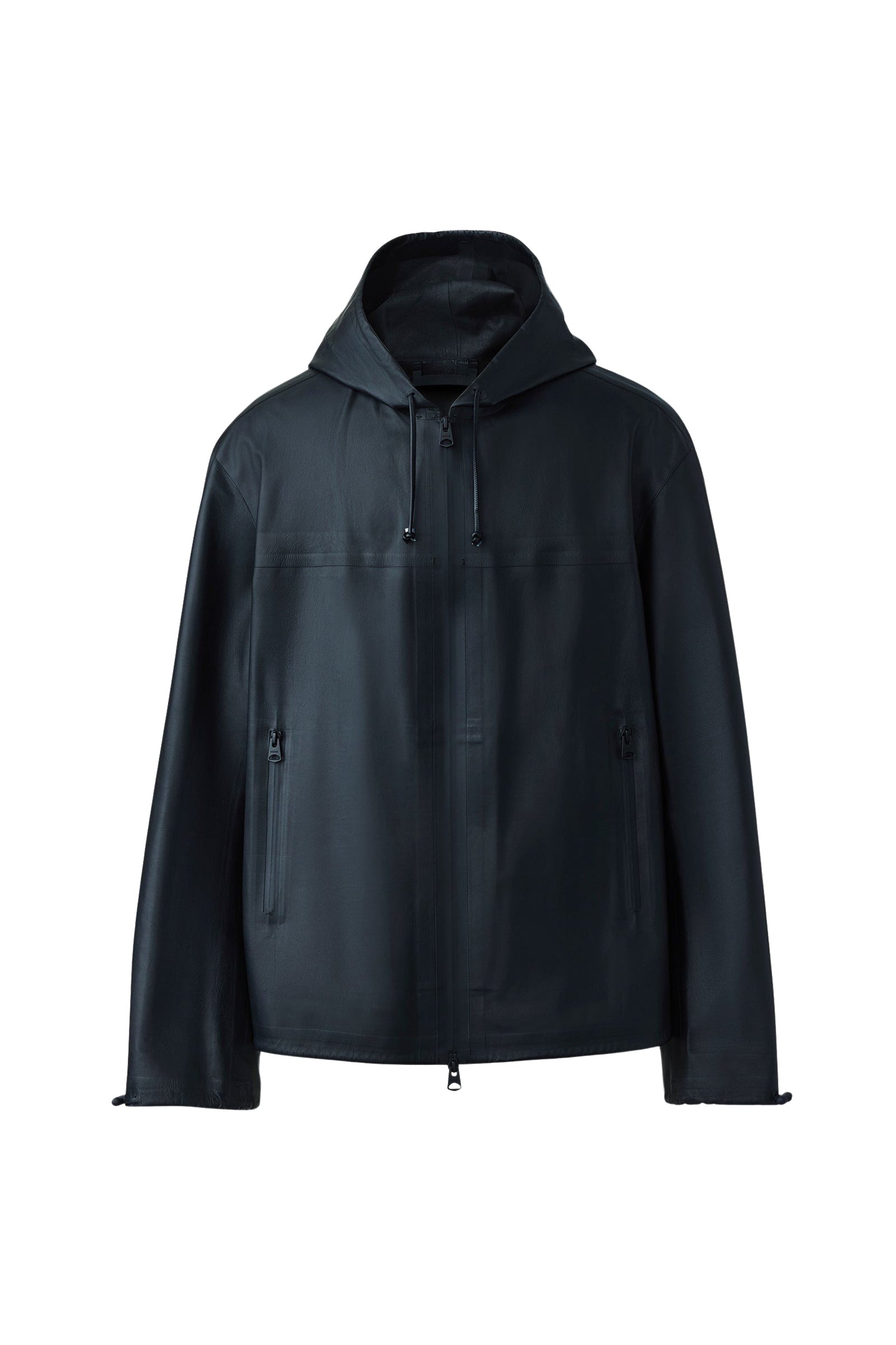 Veste Davide à capuche en cuir - Black