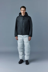 Veste Davide à capuche en cuir - Black