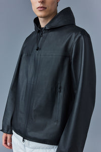 Veste Davide à capuche en cuir - Black
