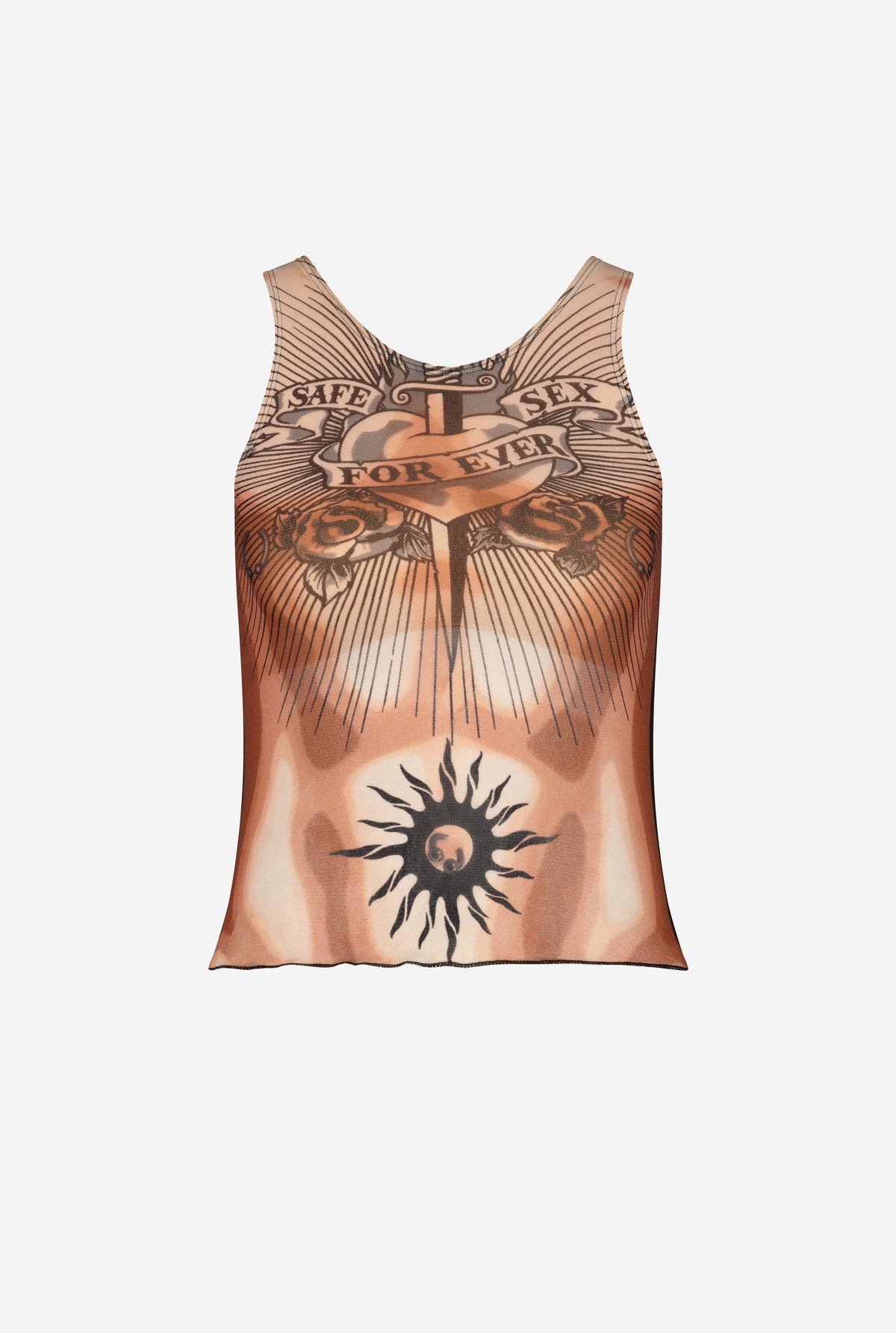 Réédition - Le Débardeur Tattoo Safe Sex - Nude & Brown & Black
