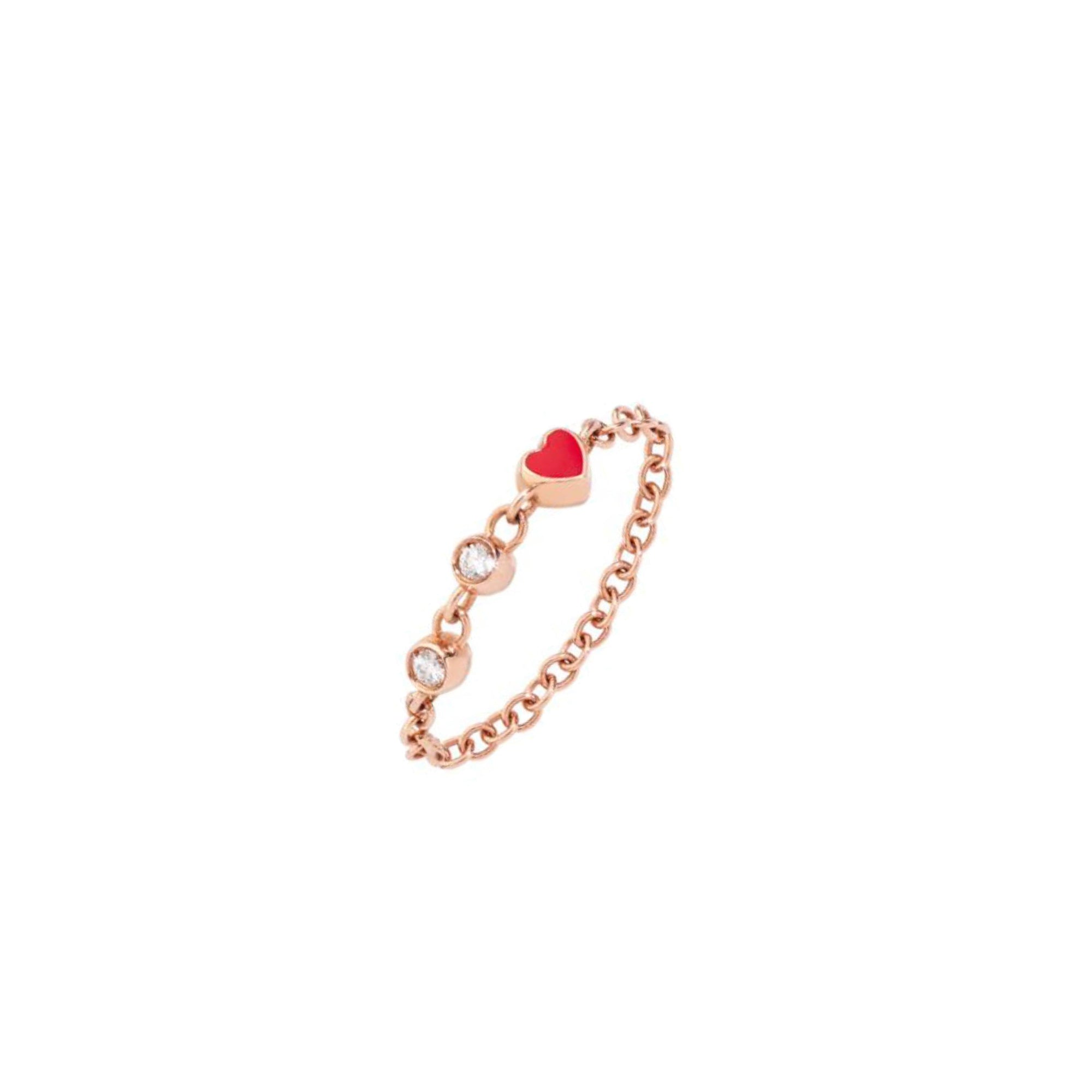 Bague Cuore en or rose 9K et diamants & émail - Or Rose