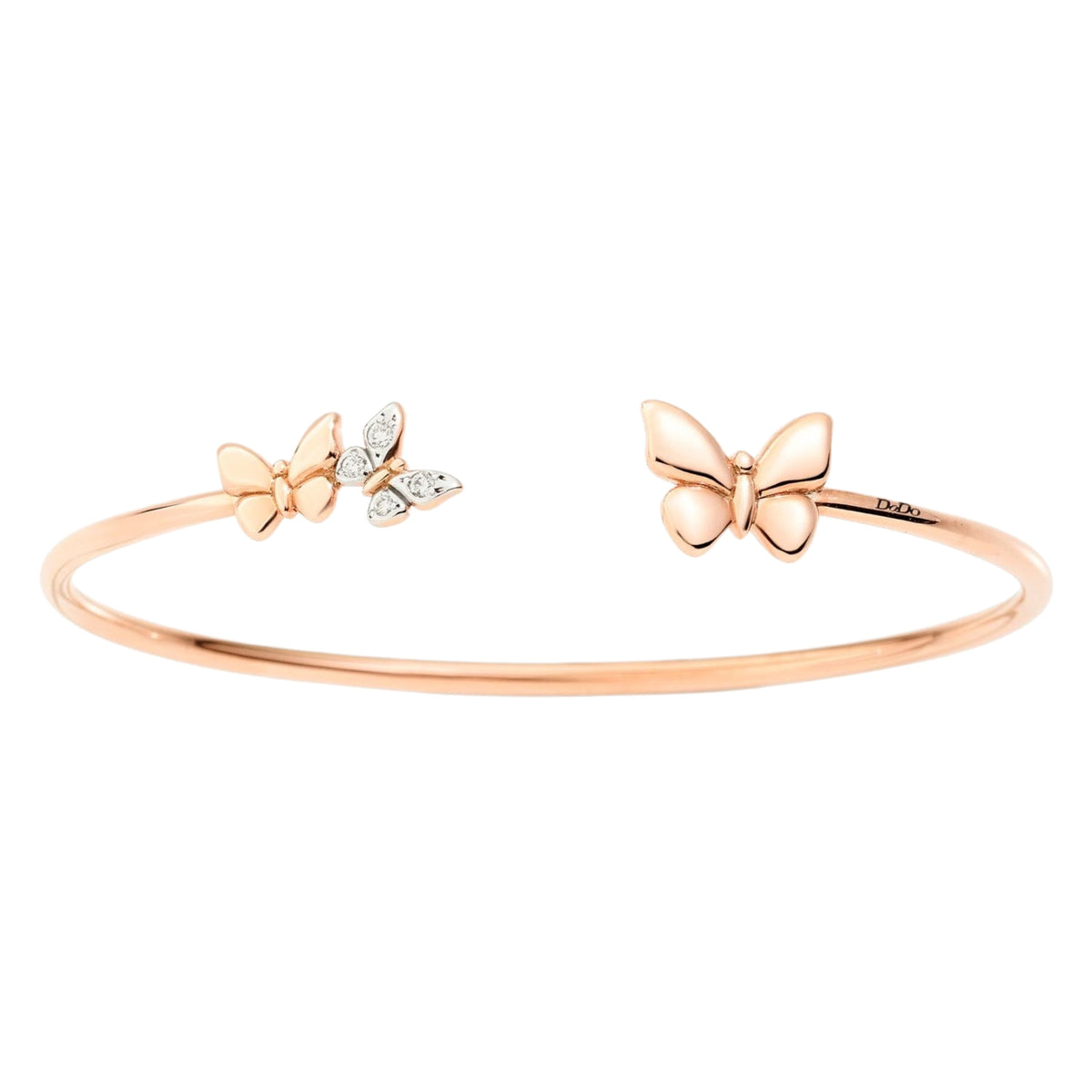 Bracelet jonc Dodo Nature en or rose et diamants blancs - Rose & Blanc
