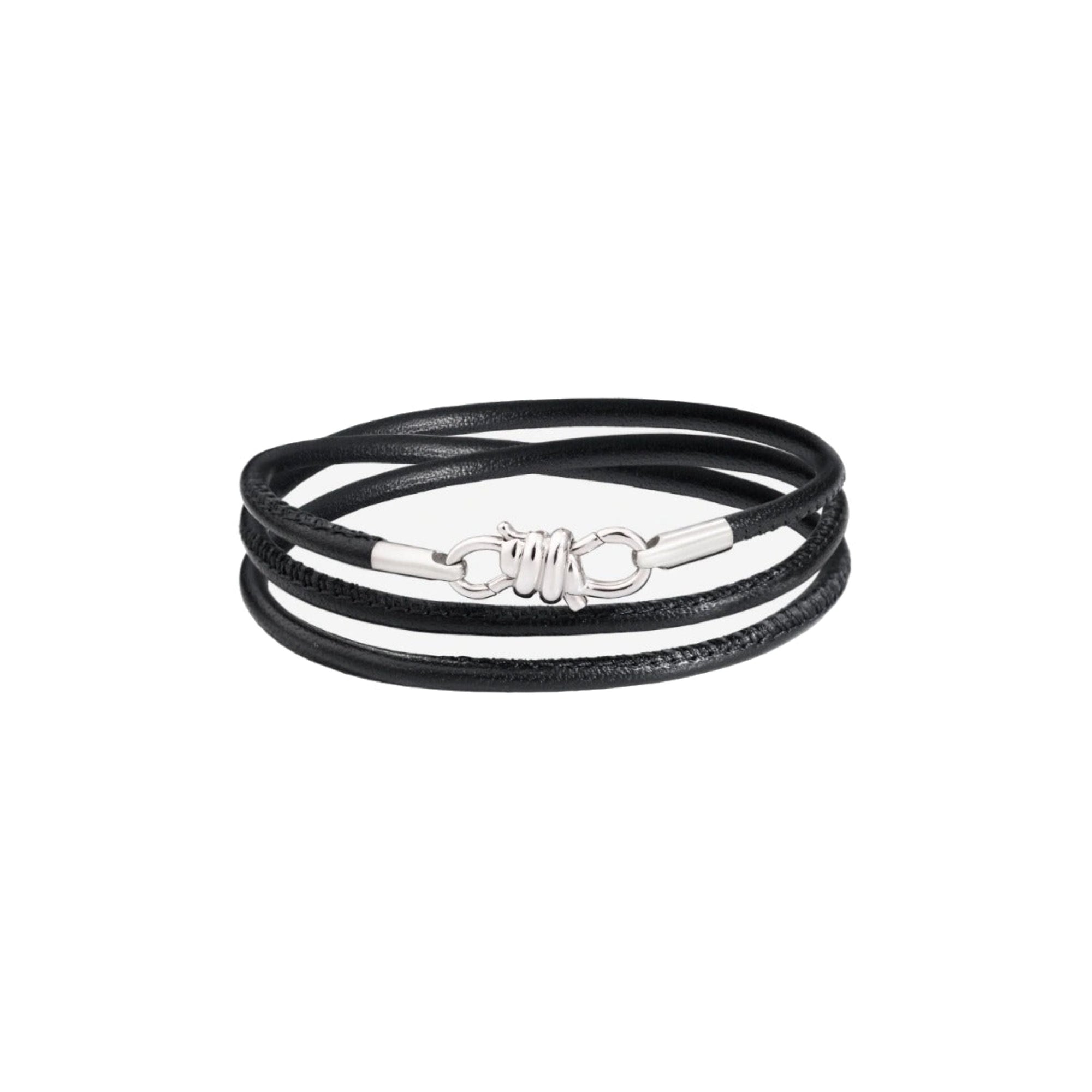 Bracelet Nodo en cuir et argent - Argent