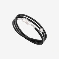 Bracelet Nodo en cuir et argent - Argent
