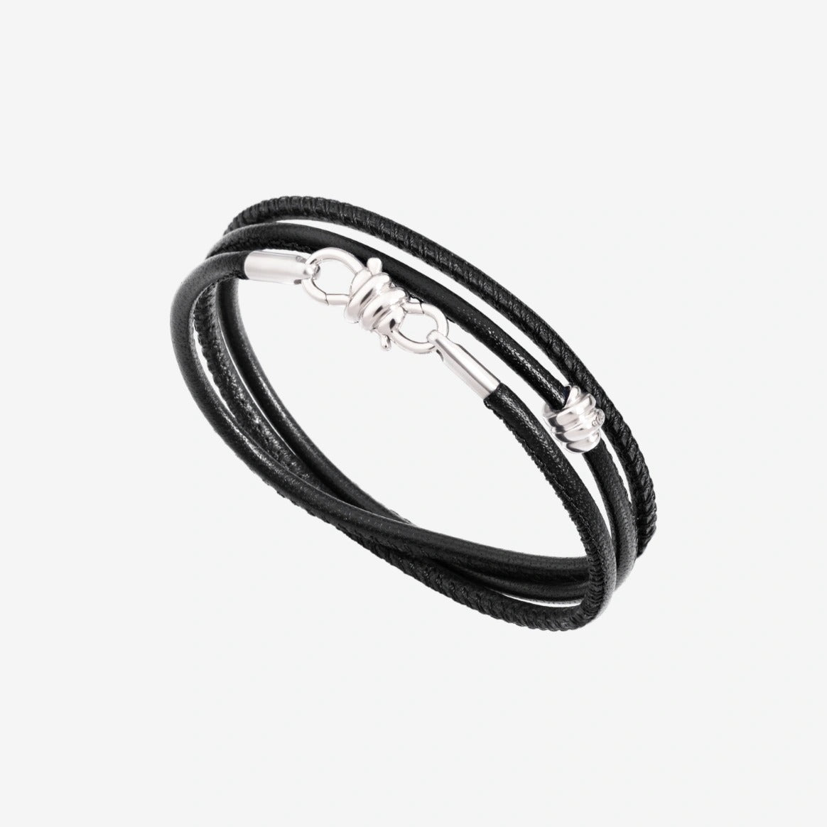 Bracelet Nodo en cuir et argent - Argent