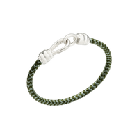 NODO BRACELET WITH STERLING SILVER CLOSURE AND GREEN BOLD COTTON CORD