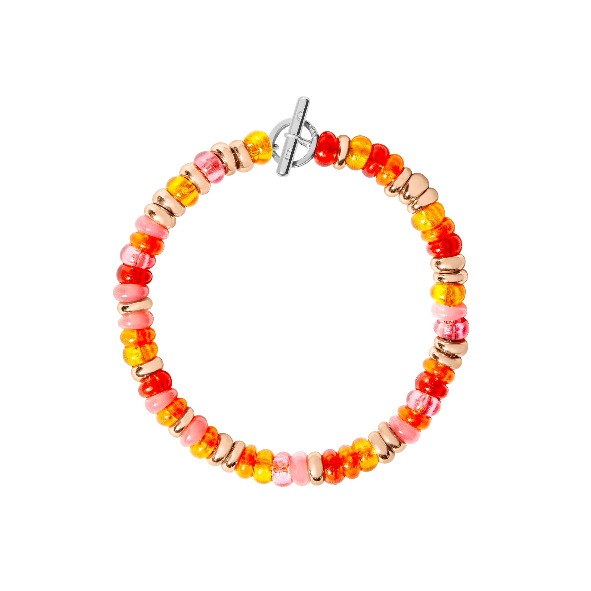 Bracelet Rondelle en argent plaqué or rose 18K et perles - Argent