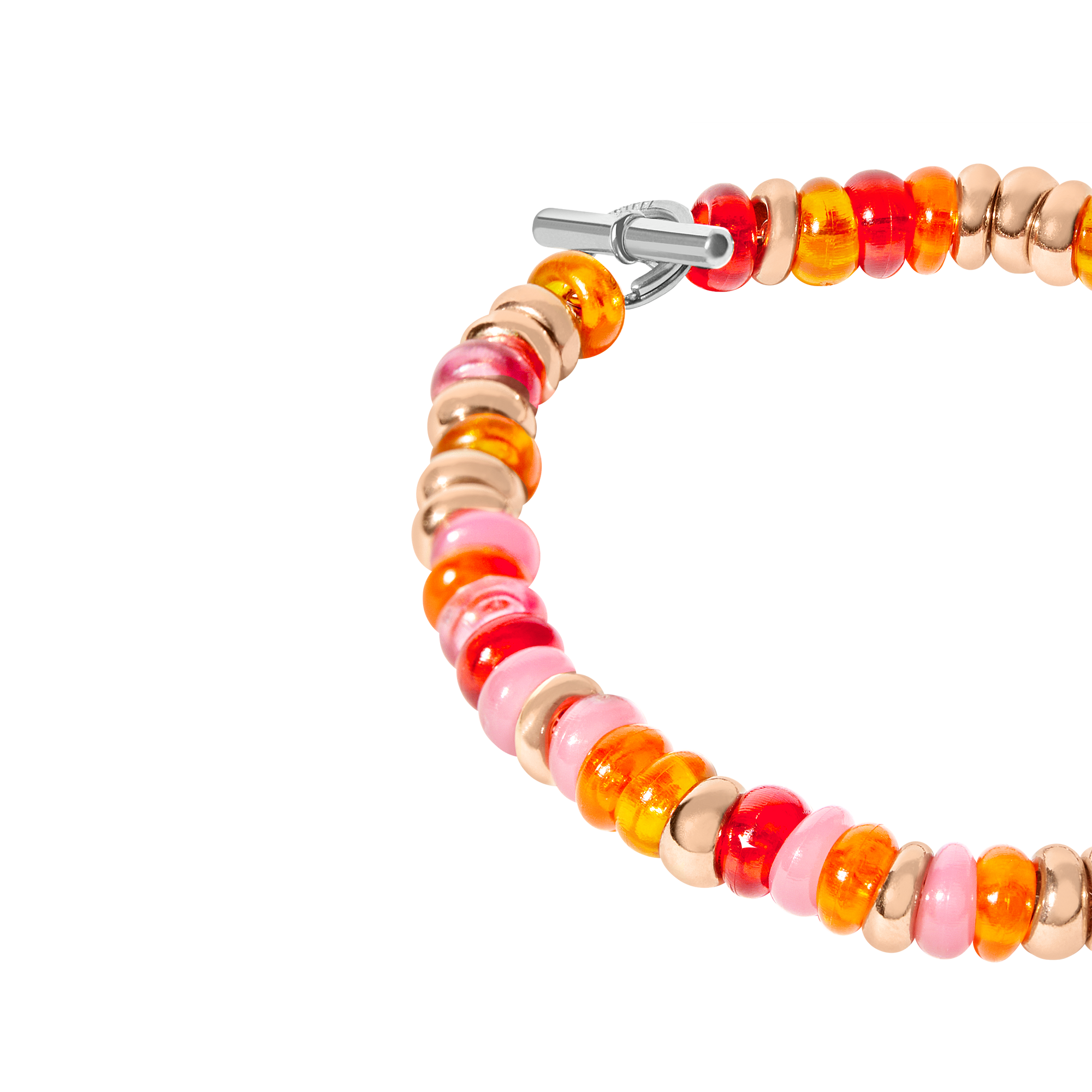 Bracelet Rondelle en argent plaqué or rose 18K et perles - Argent