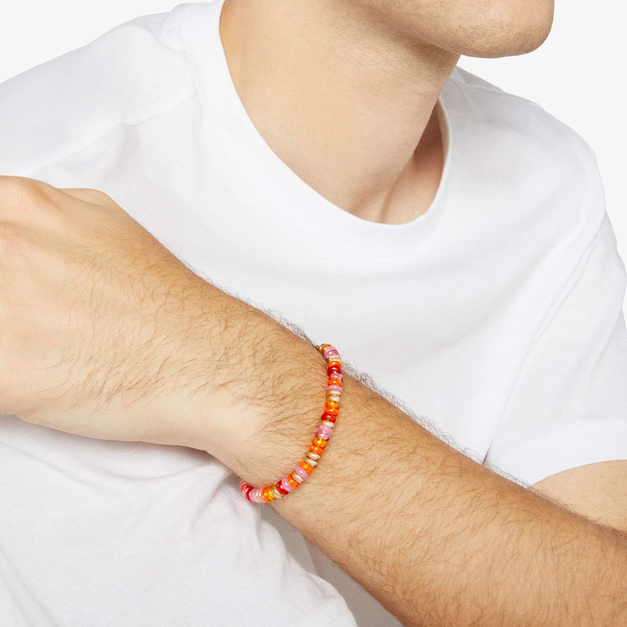 Bracelet Rondelle en argent plaqué or rose 18K et perles - Argent