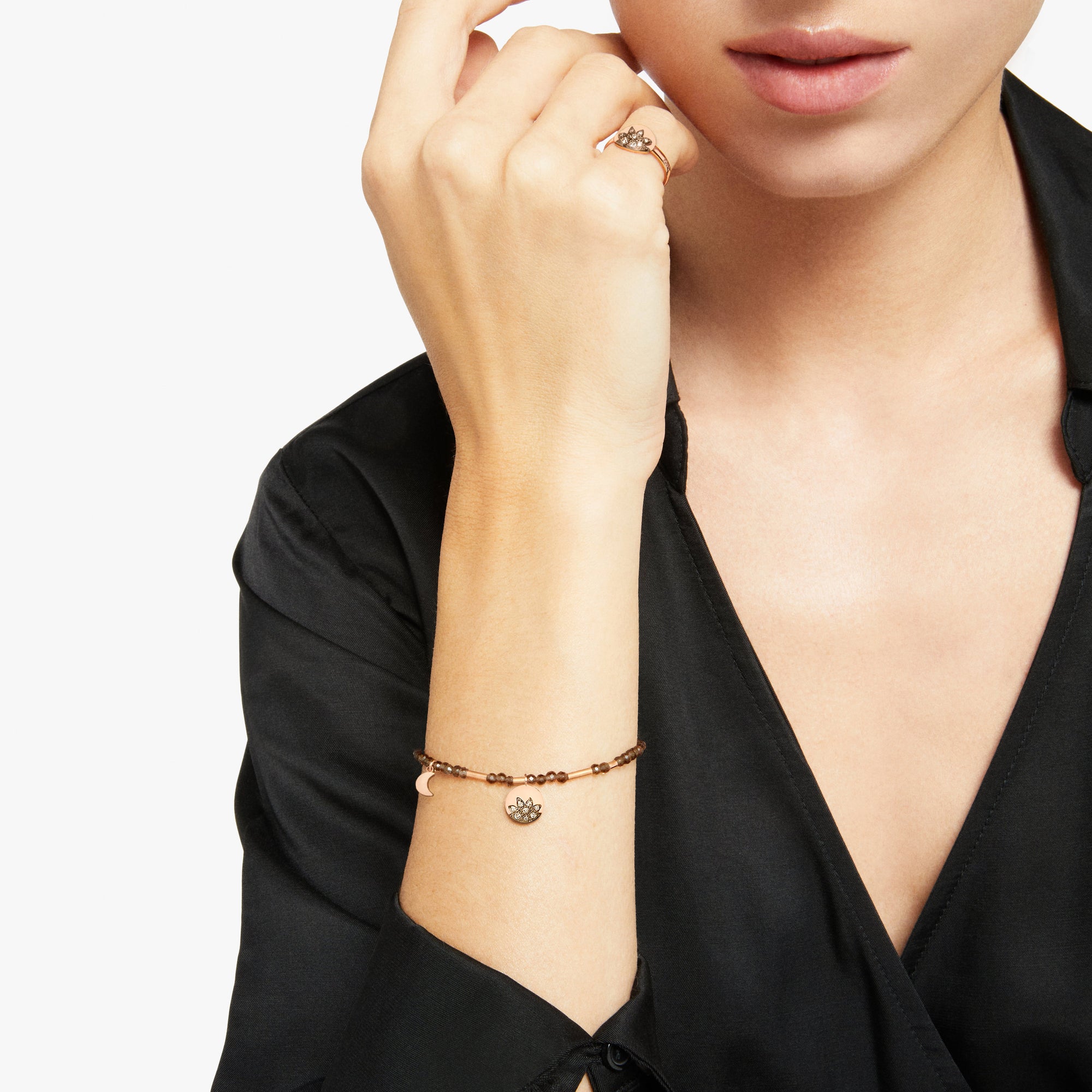 Bracelet Universe en or rose 9K et diamants & quartz - Or Rose