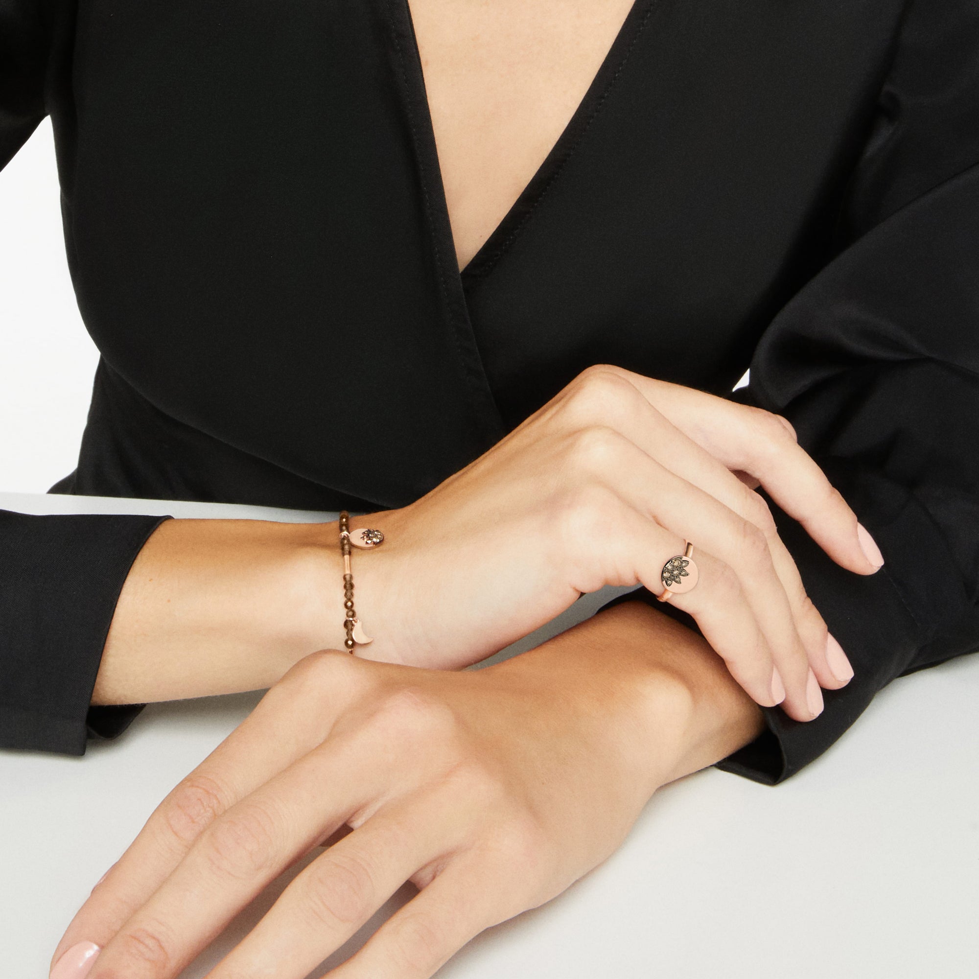 Bracelet Universe en or rose 9K et diamants & quartz - Or Rose