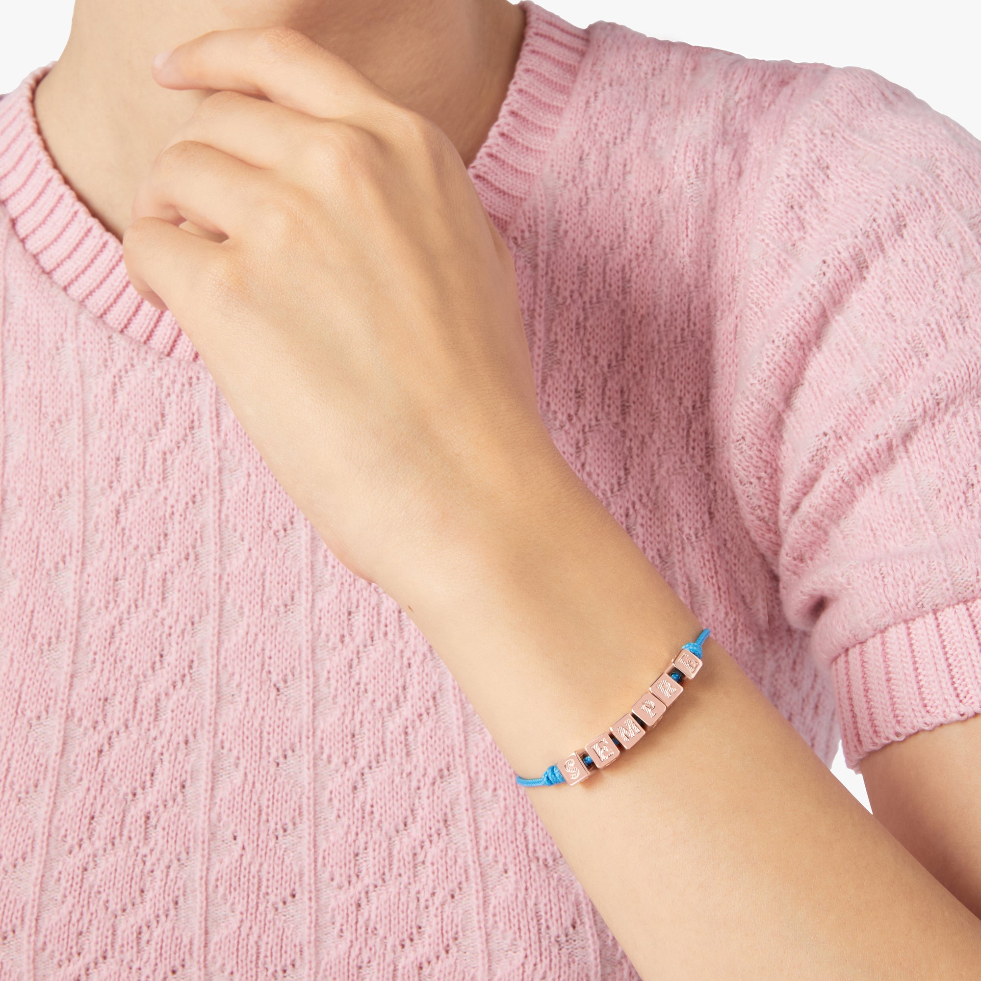 Bracelet Sempre en tissu et argent plaqué or rose 18K - Argent