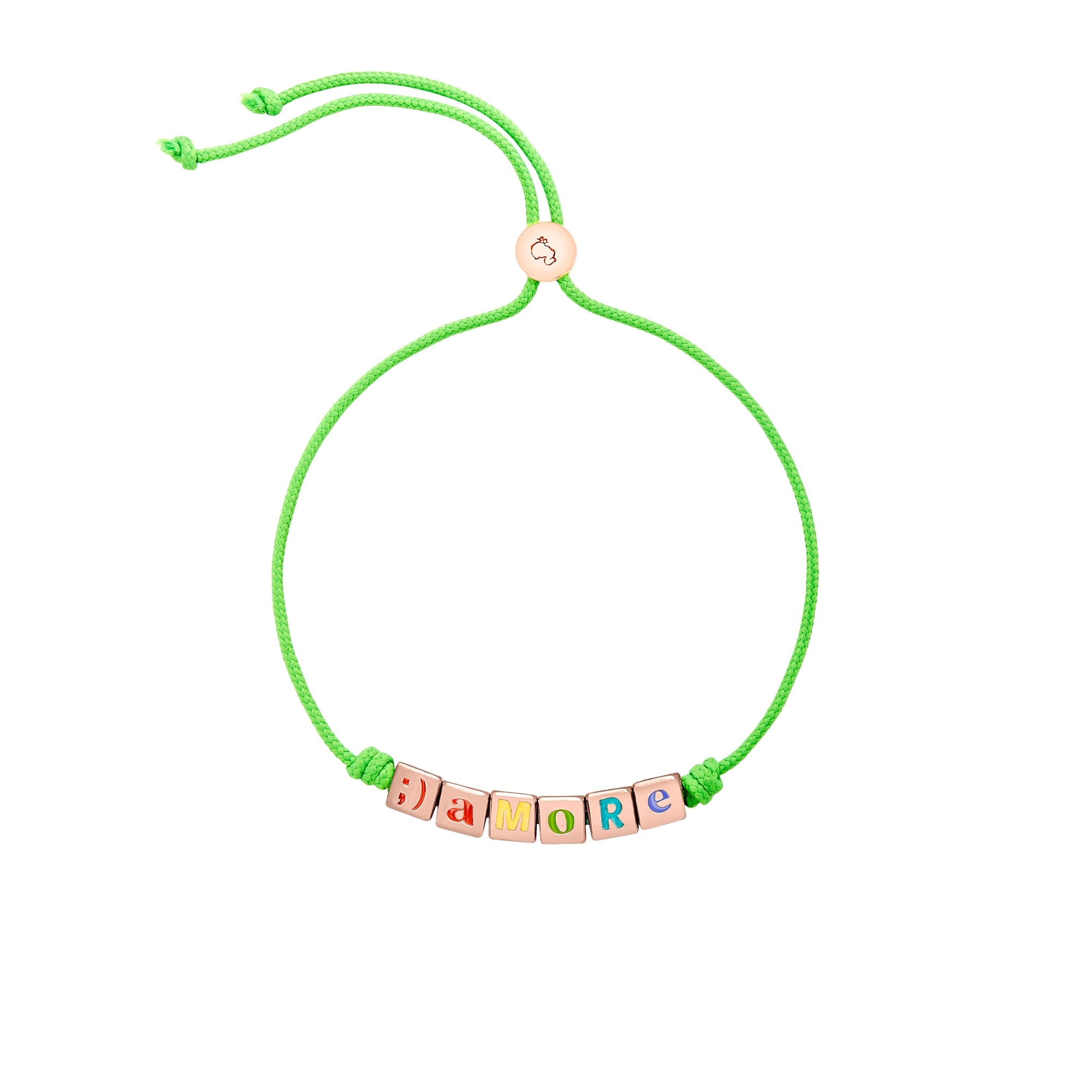 Bracelet Symbols en tissu et argent plaqué or rose 18K - Argent
