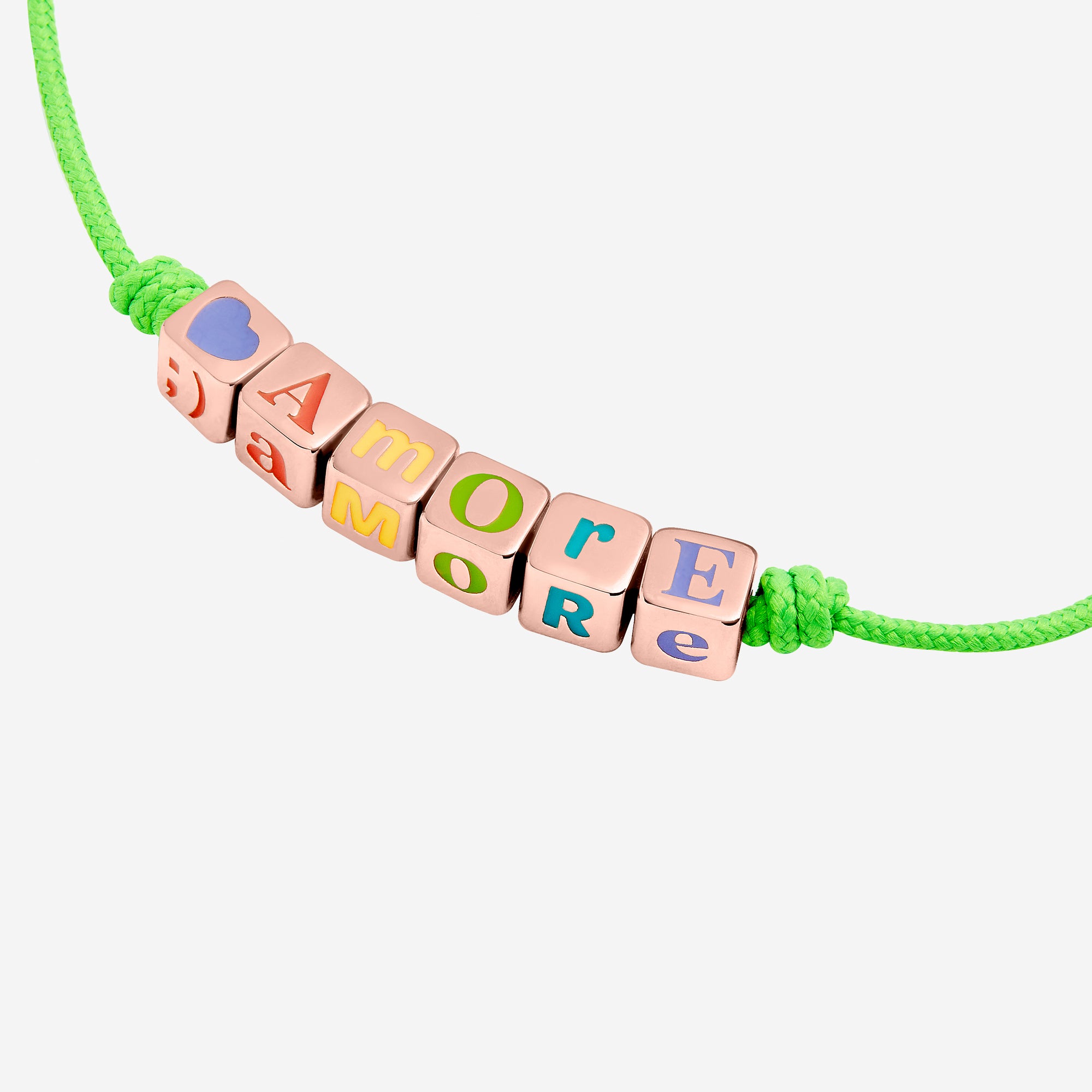 Bracelet Symbols en tissu et argent plaqué or rose 18K - Argent