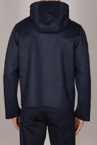 Blouson à capuche en cachemire - Bleu