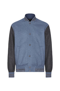 Bomber à manches contrastées en laine et cachemire - Pale Blue Onyx