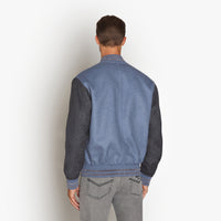 Bomber à manches contrastées en laine et cachemire - Pale Blue Onyx