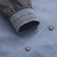 Bomber à manches contrastées en laine et cachemire - Pale Blue Onyx