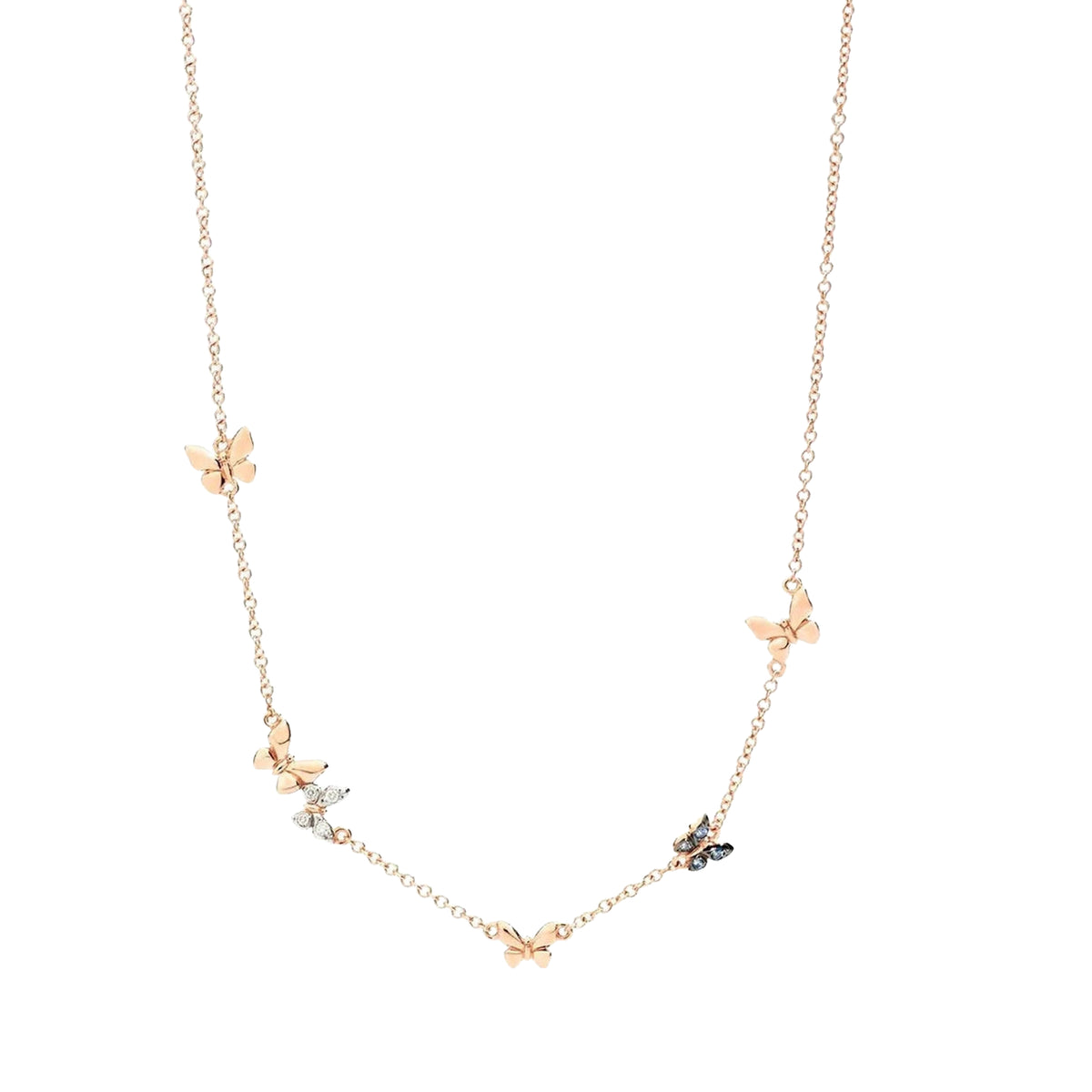 Collier Dodo Nature en or rose et diamants et multipierres - Rose