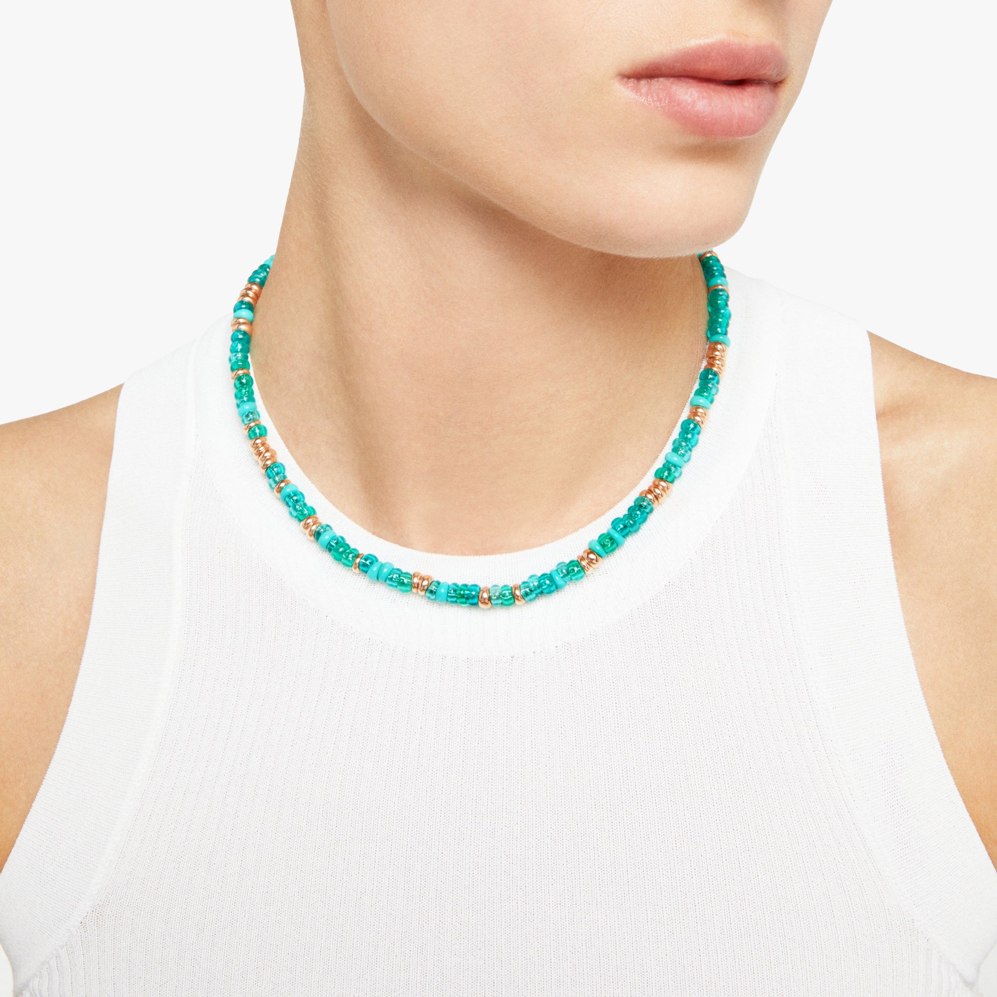 Collier Rondelle en argent plaqué or 18K et perles - Argent