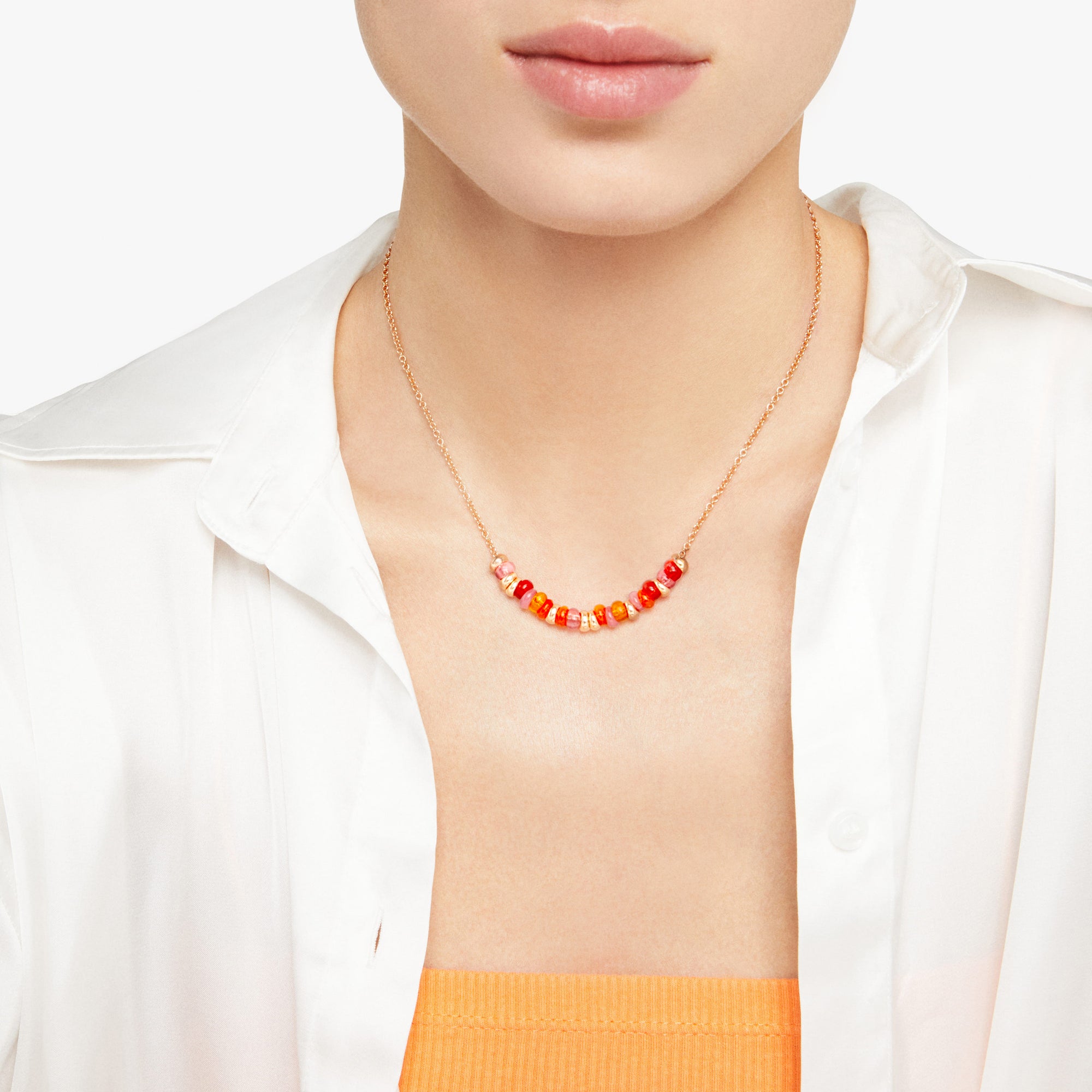Collier Rondelle en argent plaqué or 18K et perles - Argent