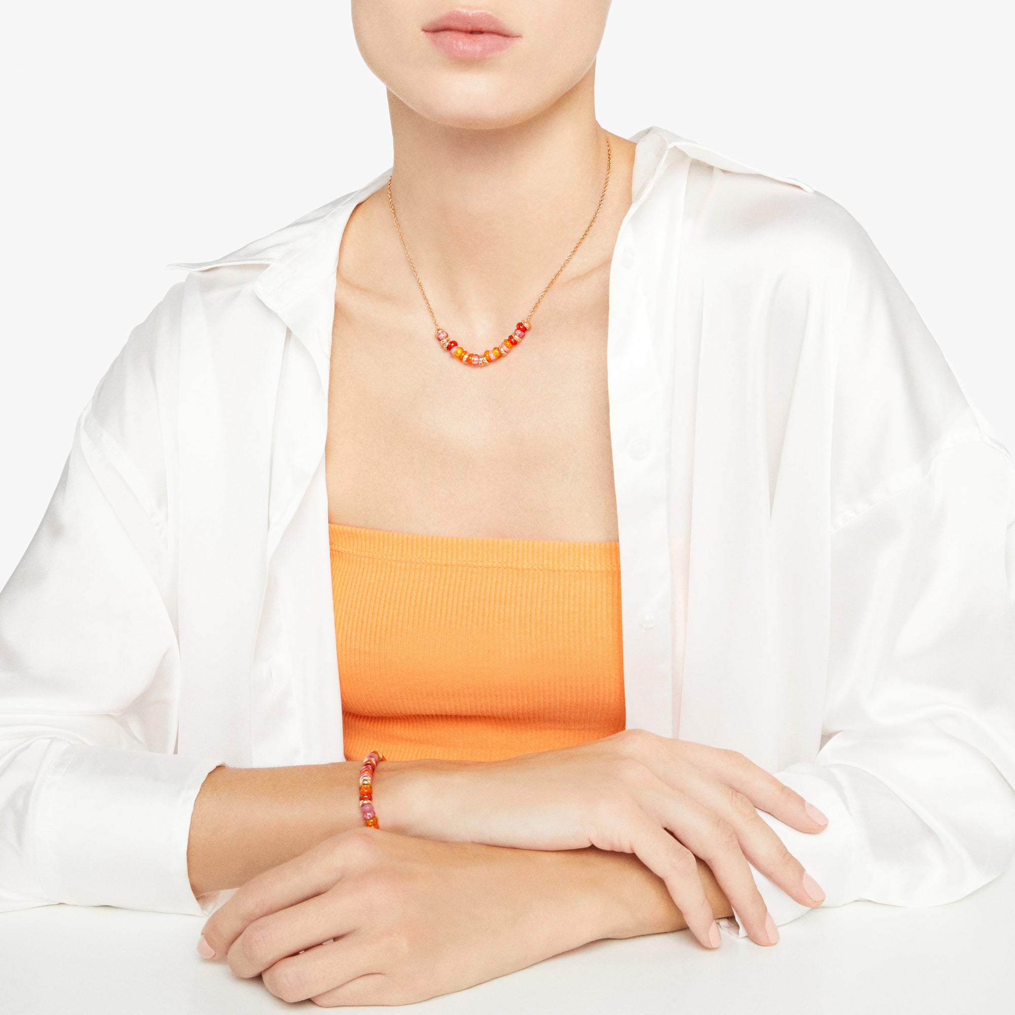 Collier Rondelle en argent plaqué or 18K et perles - Argent