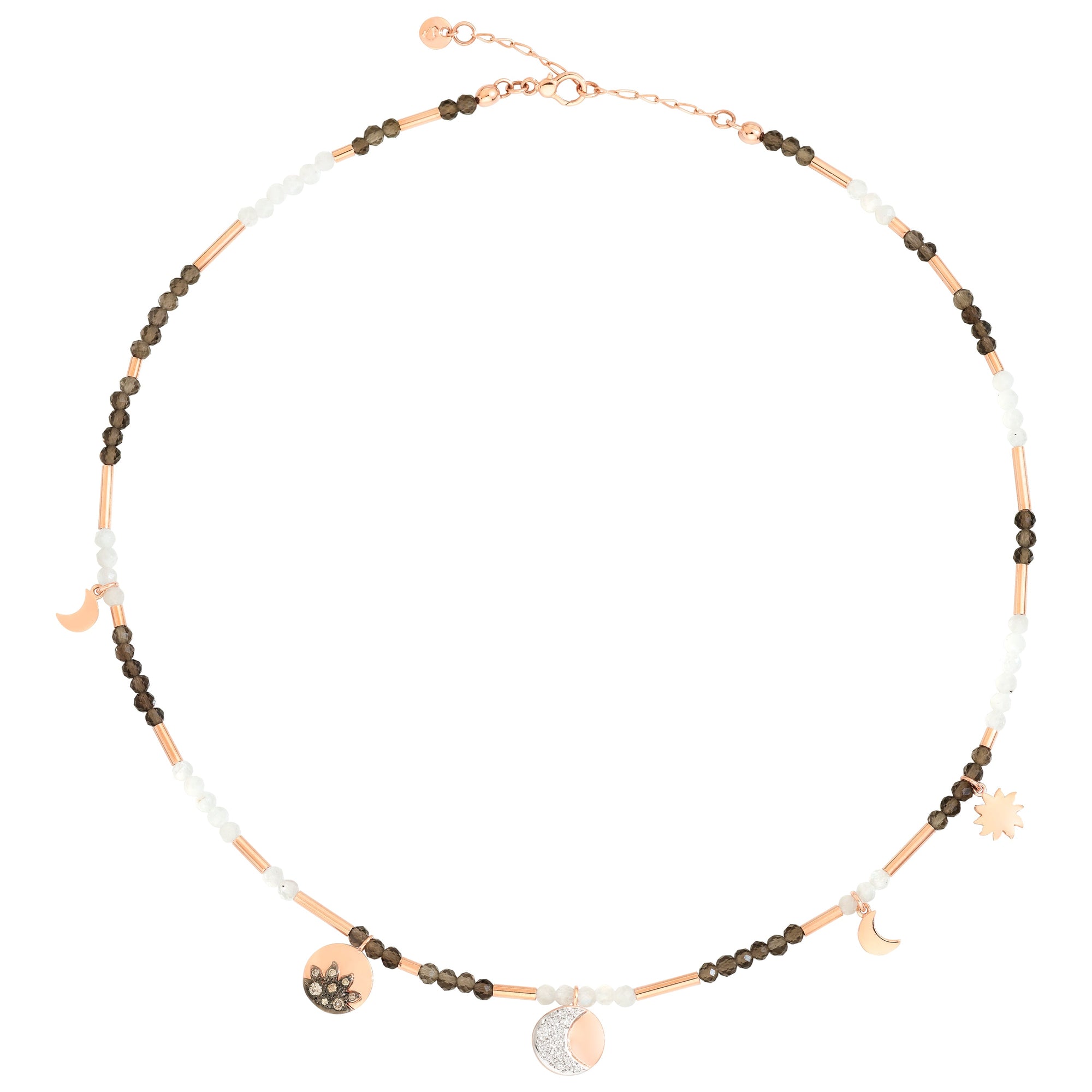 Collier Universe en or rose 9K et multipierres - Or Rose