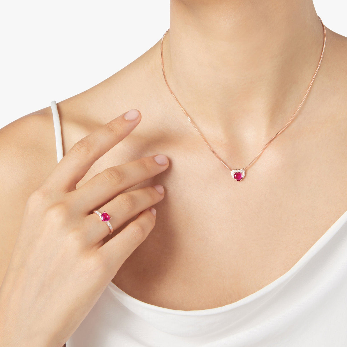 Collier Cuore en or rose et Rubis - Or Rose & Rubis