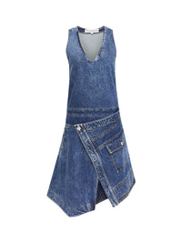 Sleeveless denim midi dress - Mid Blue