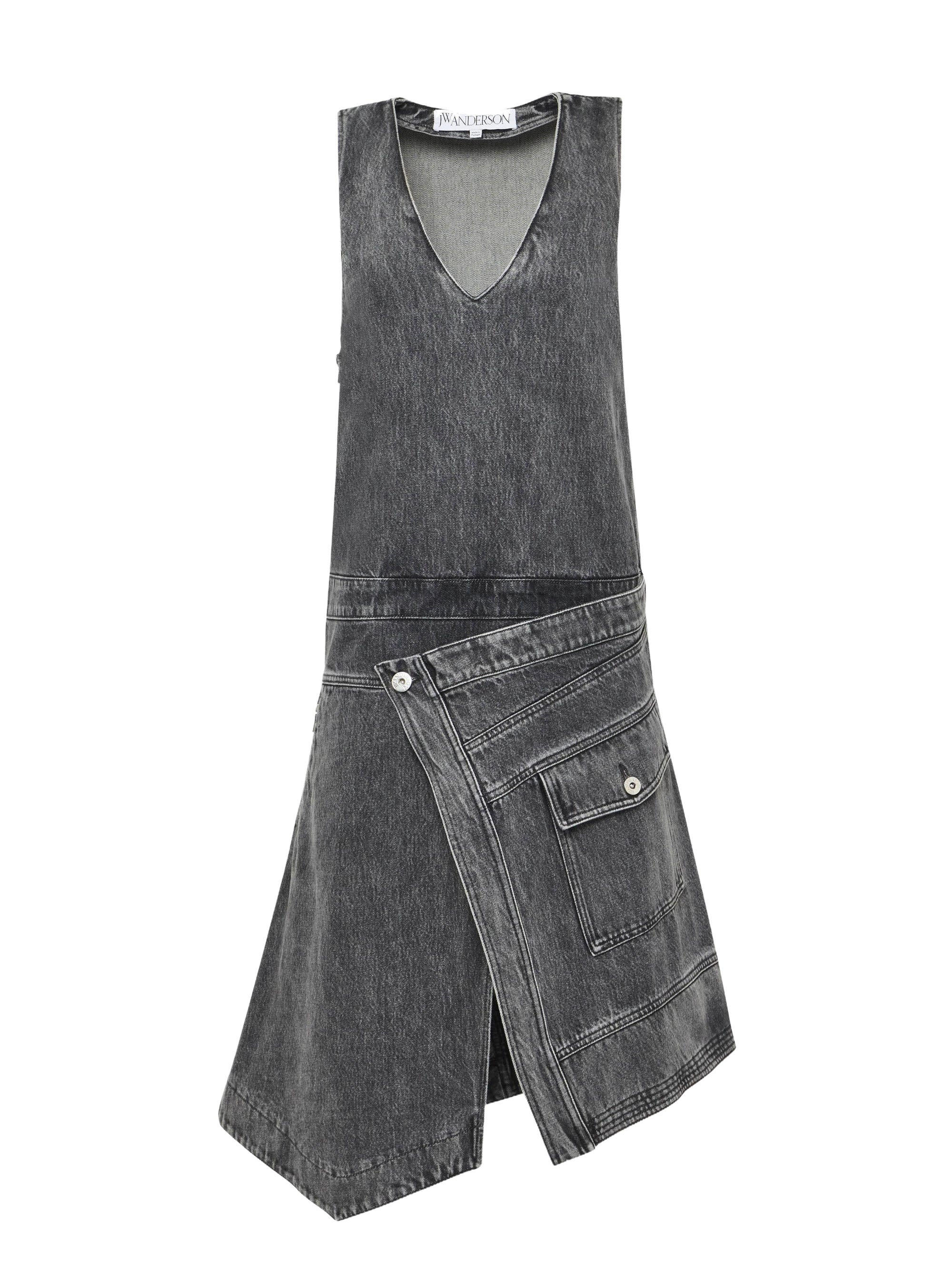 Robe midi sans manches en denim - Grey