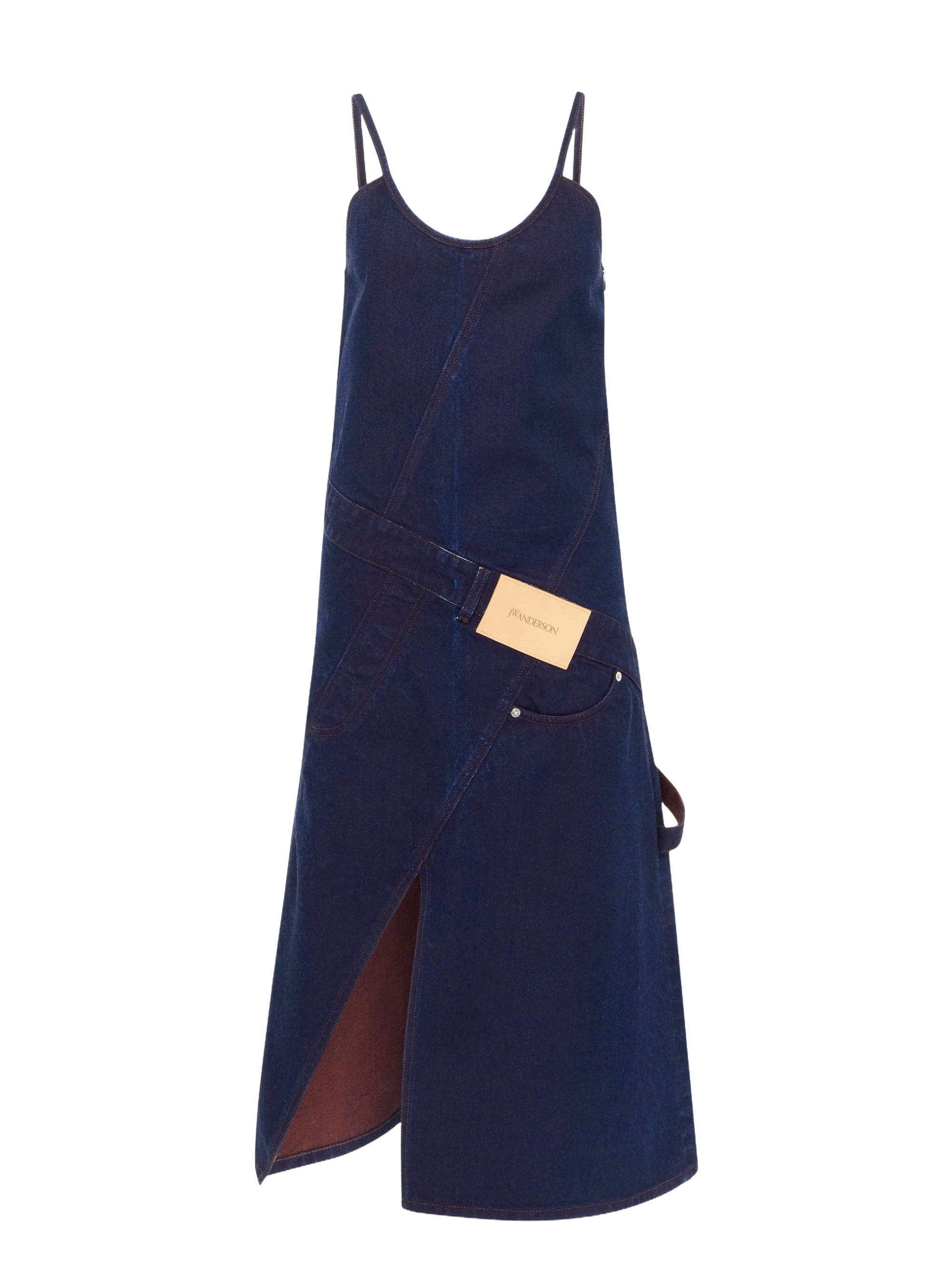 Robe midi ajustée en denim - Blue & Red