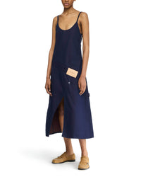 Robe midi ajustée en denim - Blue & Red