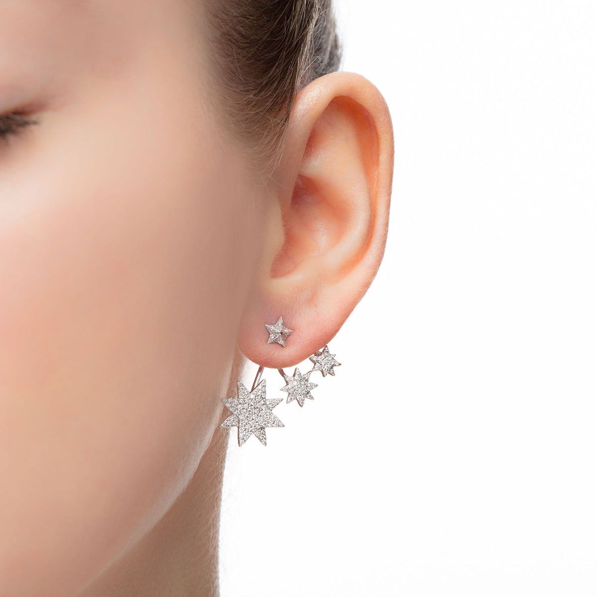 BOUCLES D OREILLES SOLEIL OR BLANC