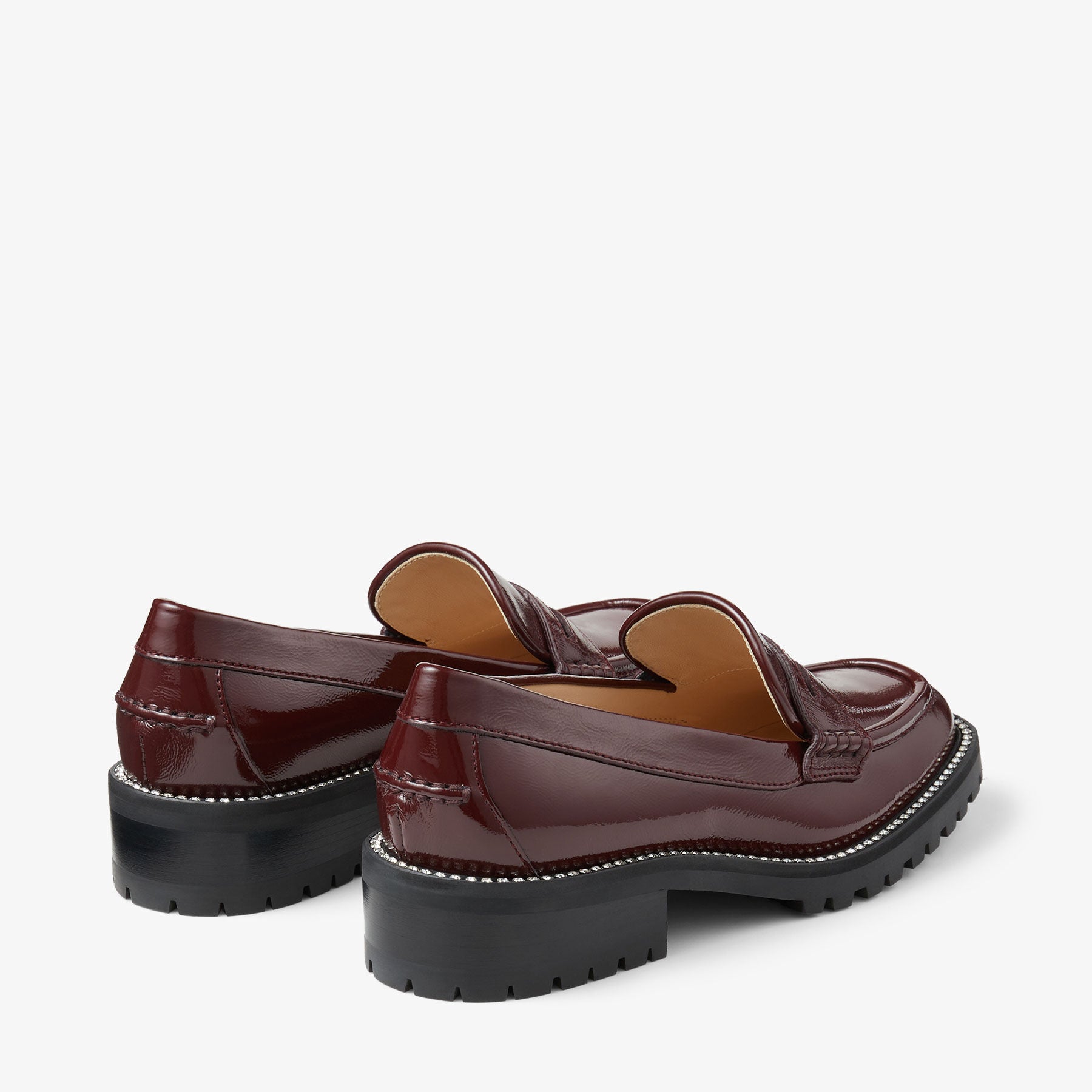 Deanna 30 loafers in leather with crystals - Burgundy