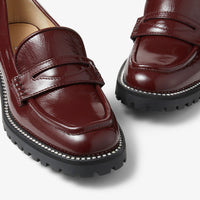 Deanna 30 loafers in leather with crystals - Burgundy
