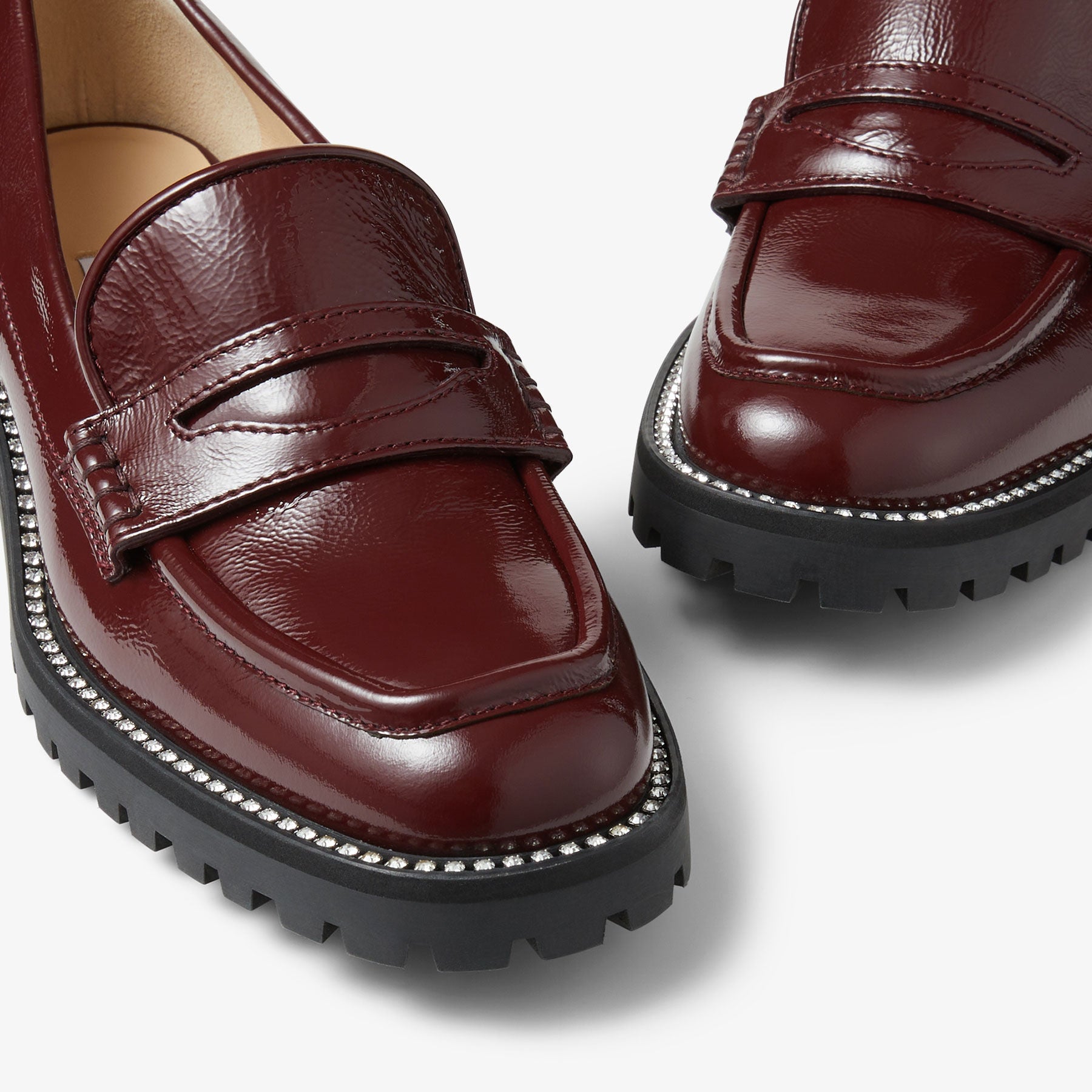 Deanna 30 loafers in leather with crystals - Burgundy