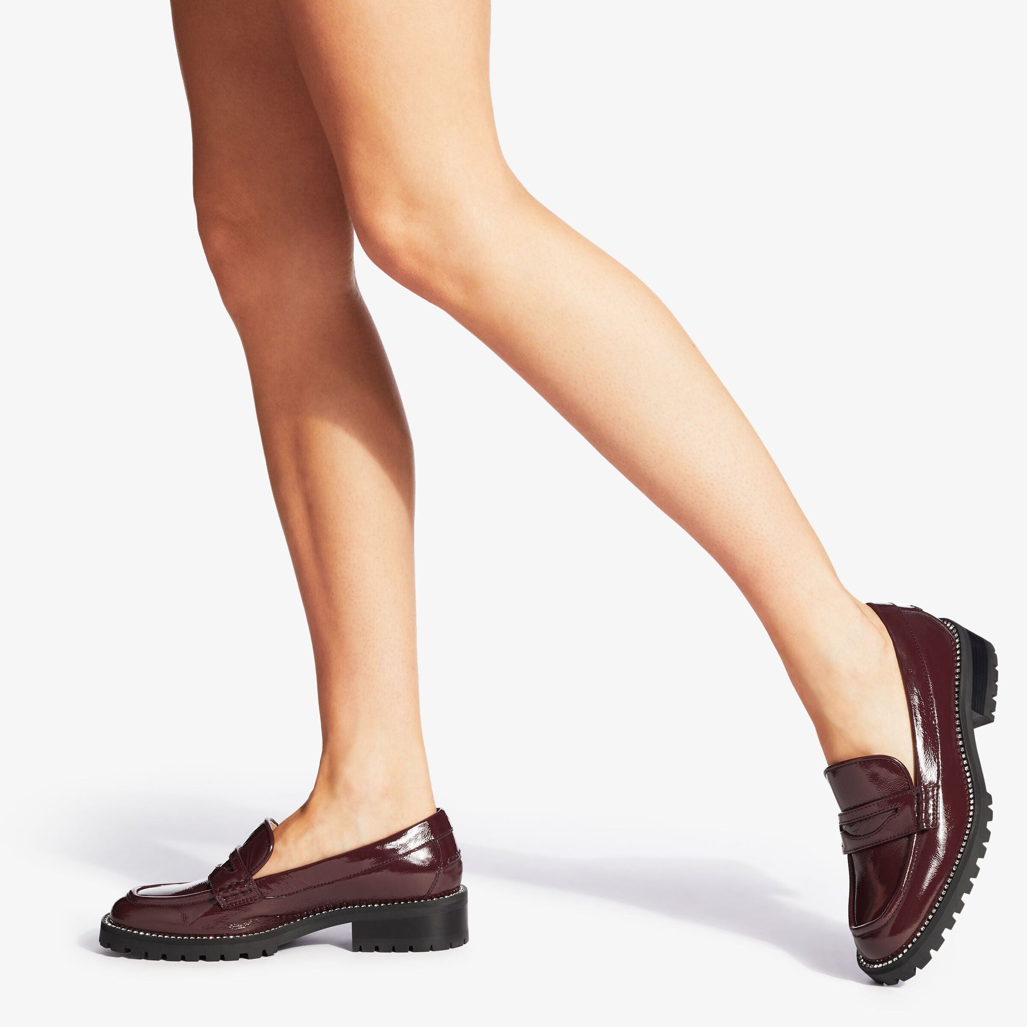Deanna 30 loafers in leather with crystals - Burgundy