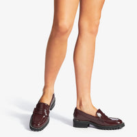 Deanna 30 loafers in leather with crystals - Burgundy