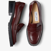 Deanna 30 loafers in leather with crystals - Burgundy