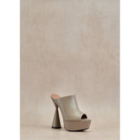 Delphine 130 leather mules - Taupe beige