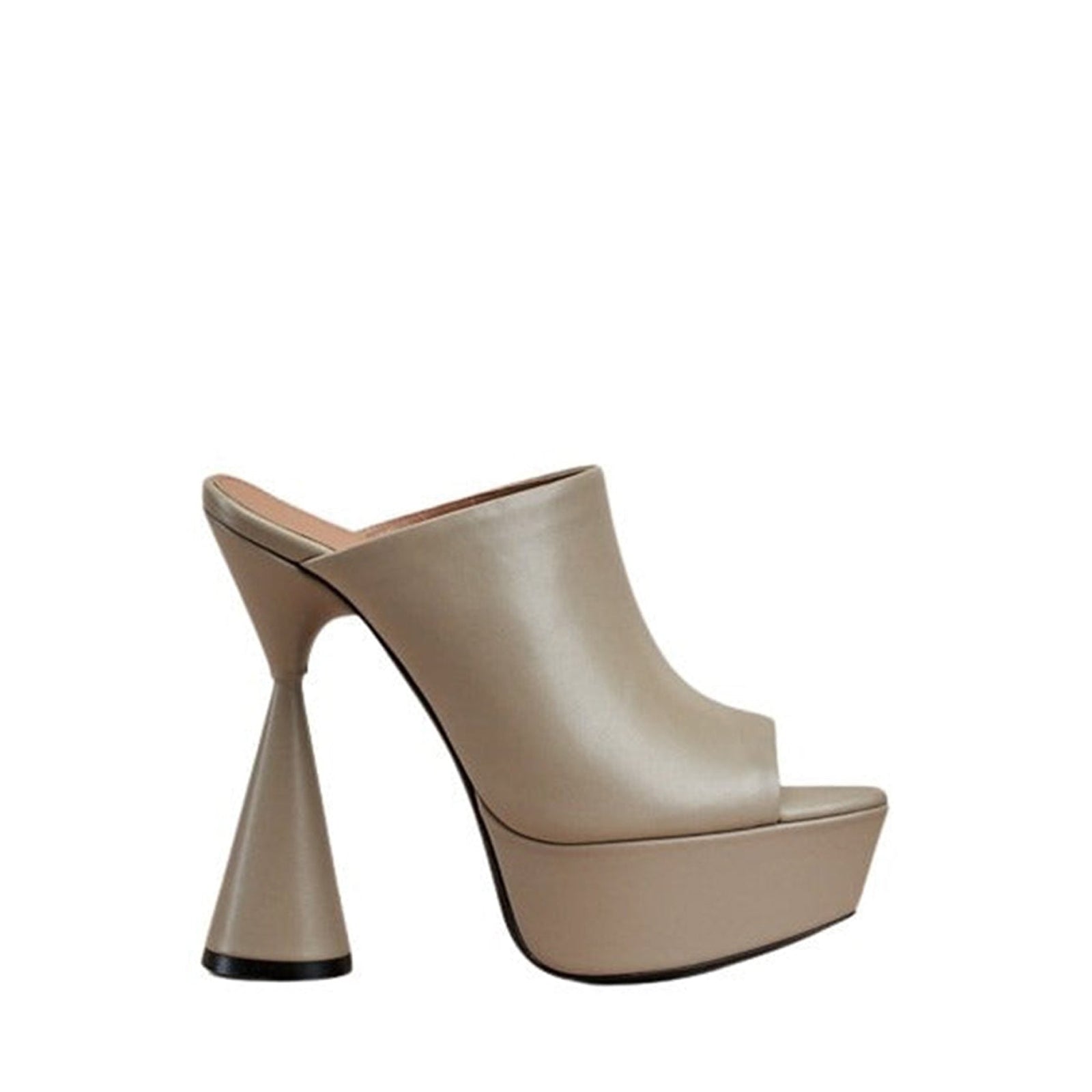 Delphine 130 leather mules - Taupe beige