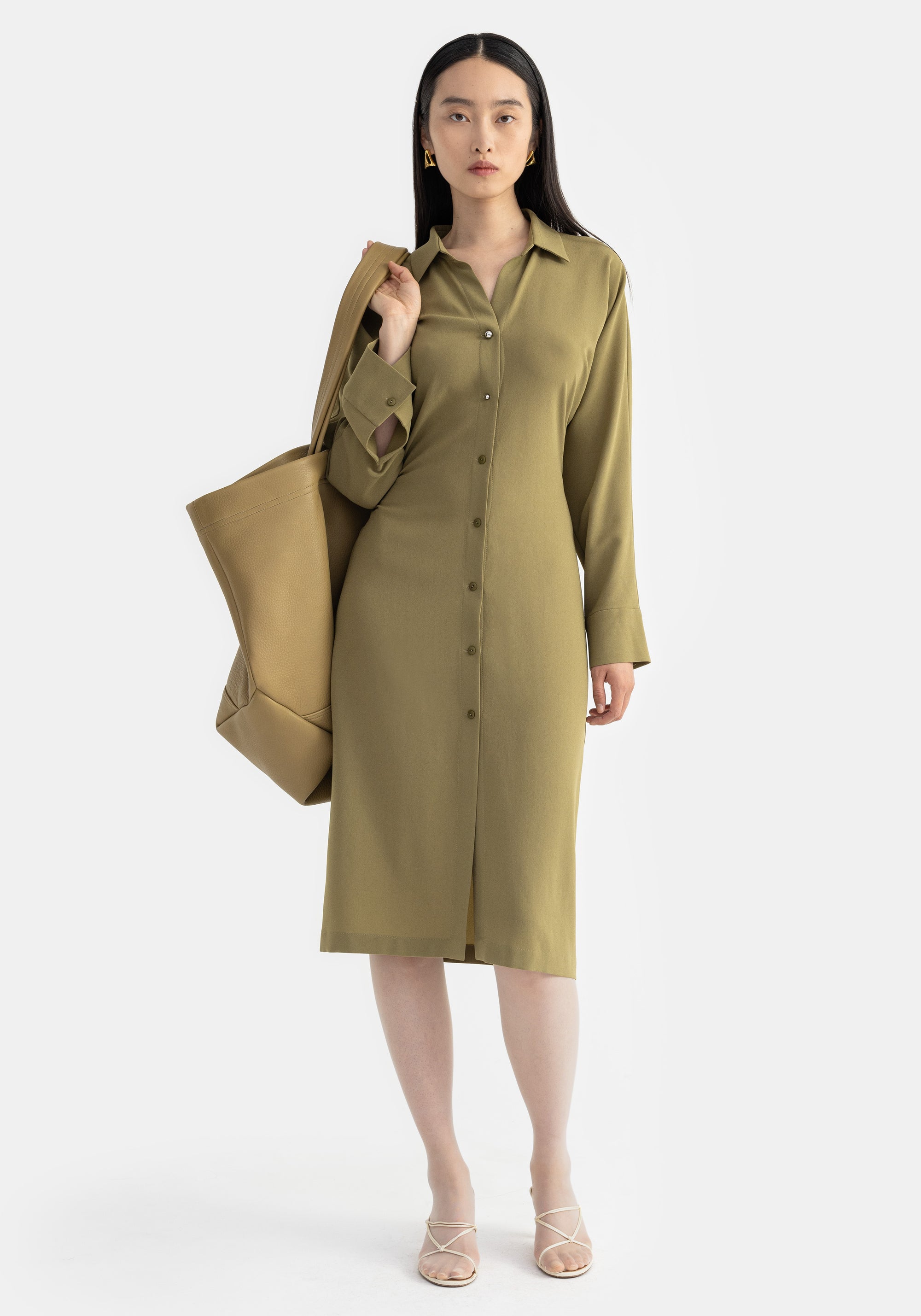 Robe chemise Demeter cintrée - Olive