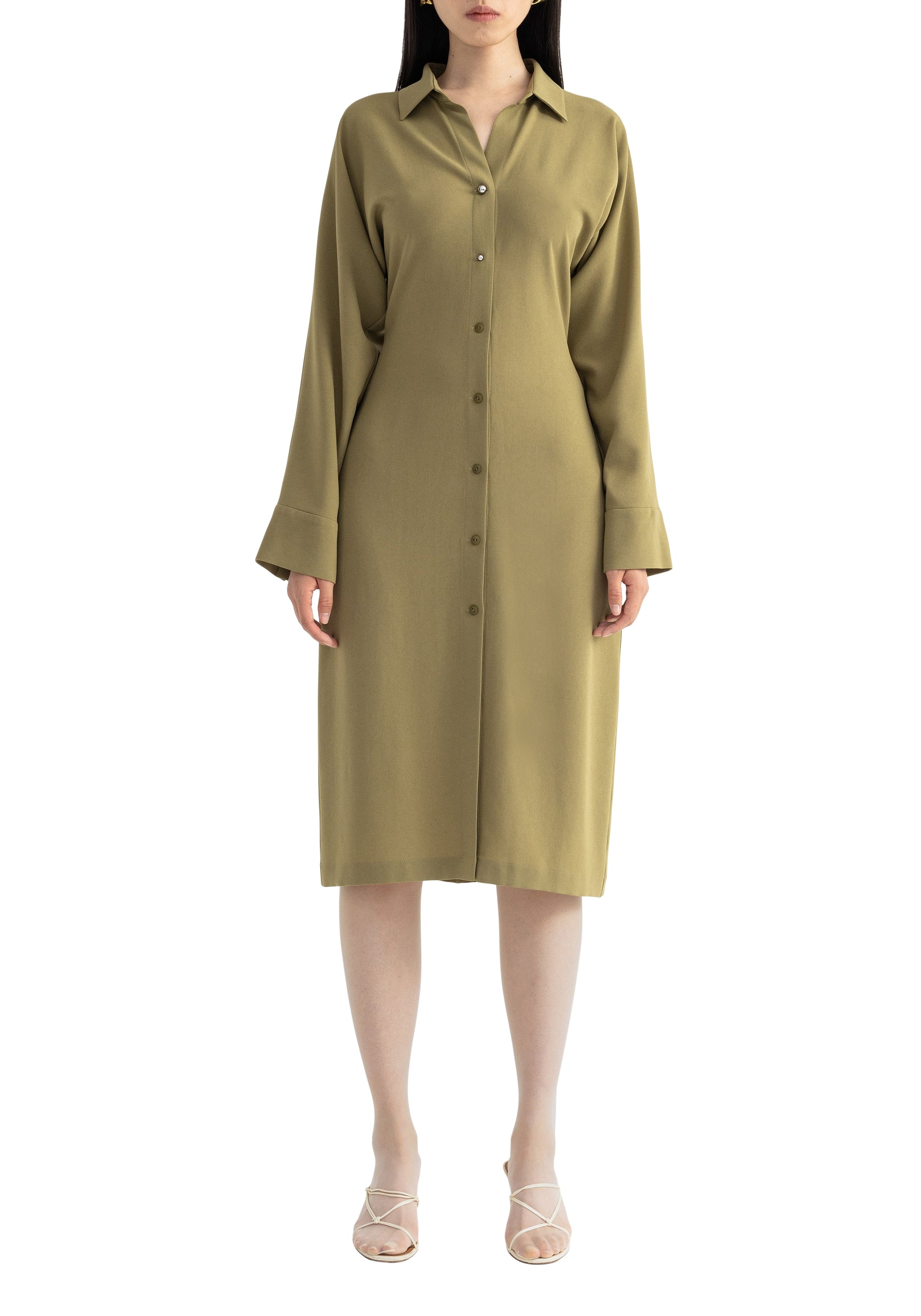 Robe chemise Demeter cintrée - Olive
