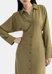 Robe chemise Demeter cintrée - Olive