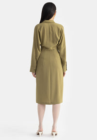 Robe chemise Demeter cintrée - Olive
