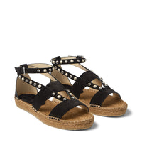 Denise espadrilles in suede with pearls and studs - Black & White Mix